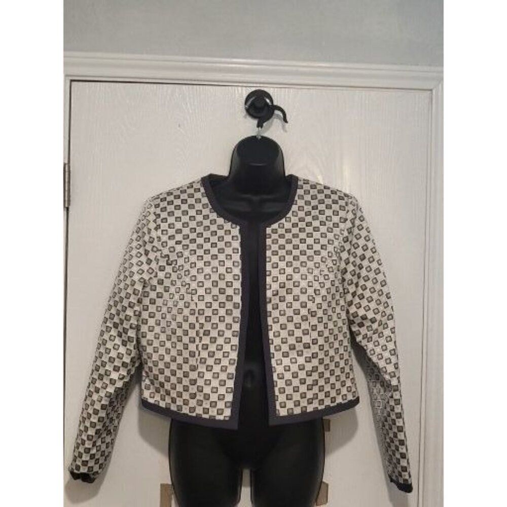Ben Marc International Crop Jacket‎ Womens Sz 10 Geometric Patterned Workwear